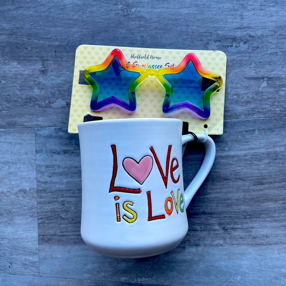 NWT Sheffield Home Pride ‘Love is Love’ Mug & Sunglasses Set W/ Gift Tag